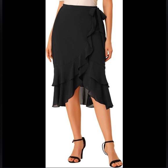 Allegra K Dresses & Skirts - Host pick!!! NWT Allegra K ruffle chiffon tie asymmetrical hem skirt
